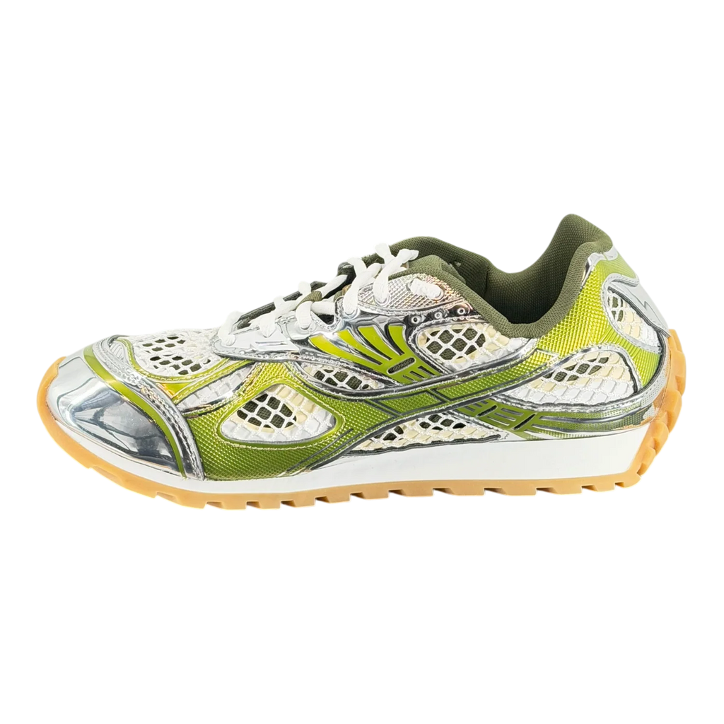 Bottega Veneta Olive & Silver Orbit Sneakers