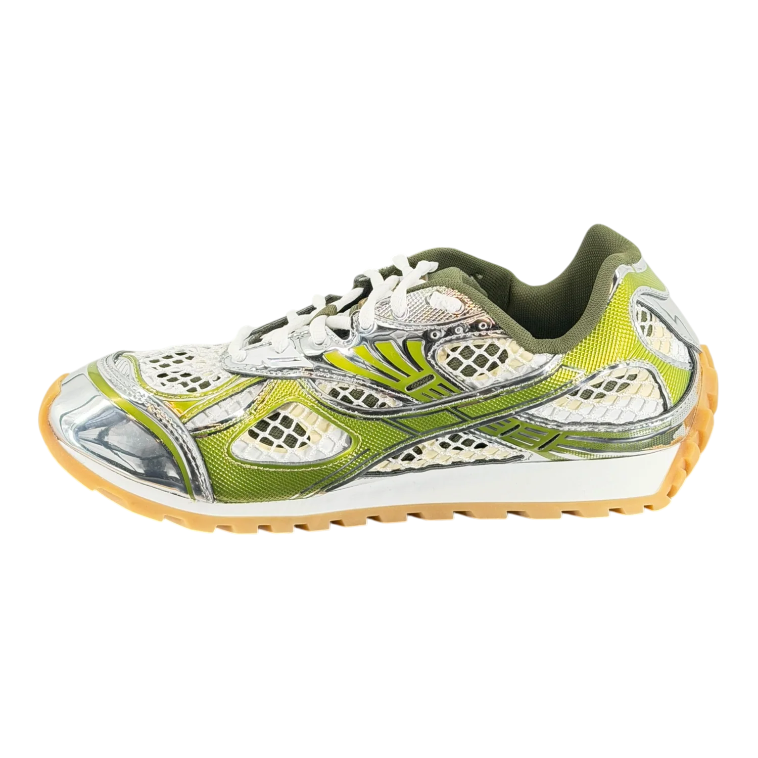 Bottega Veneta Olive & Silver Orbit Sneakers