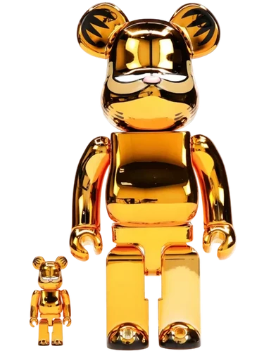 Bearbrick Garfield 100% & 400% Set Gold Chrome Ver