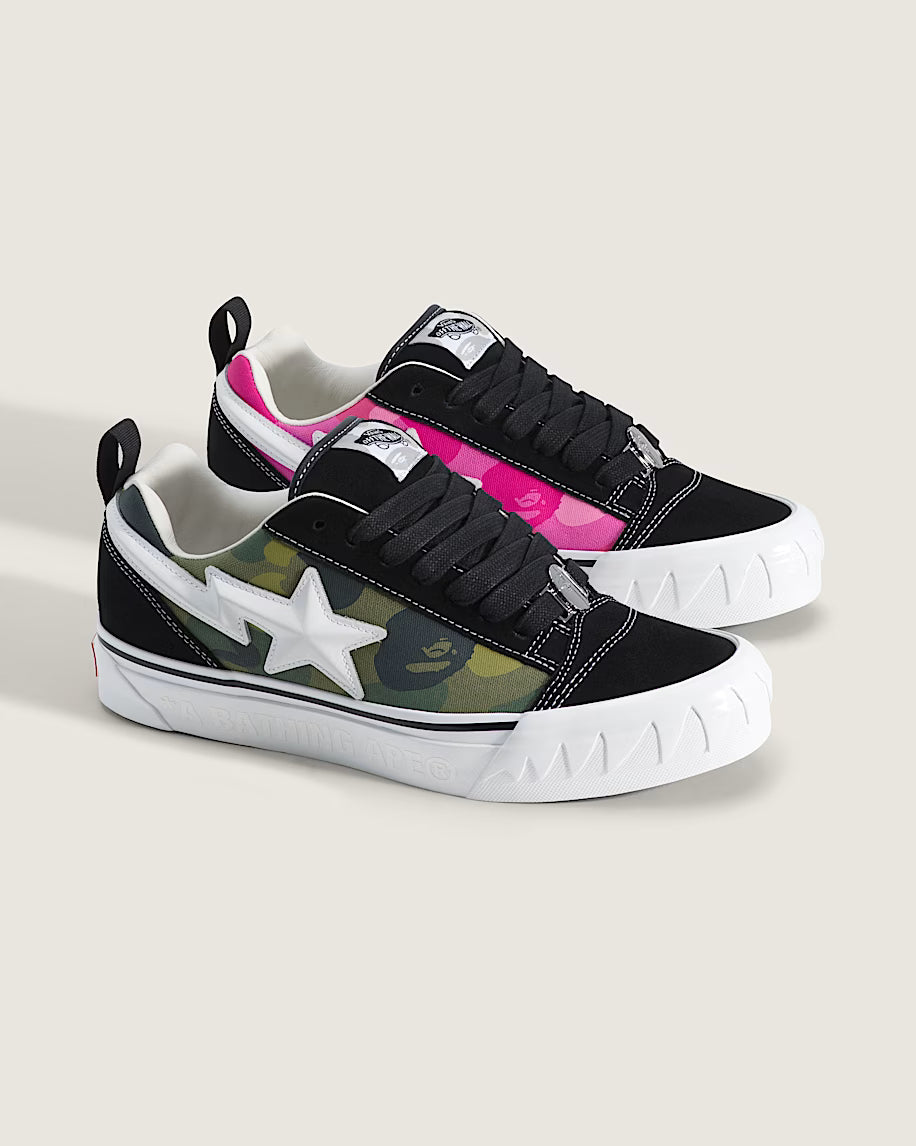 Vans x BAPE Premium Knu Skool Camo Green