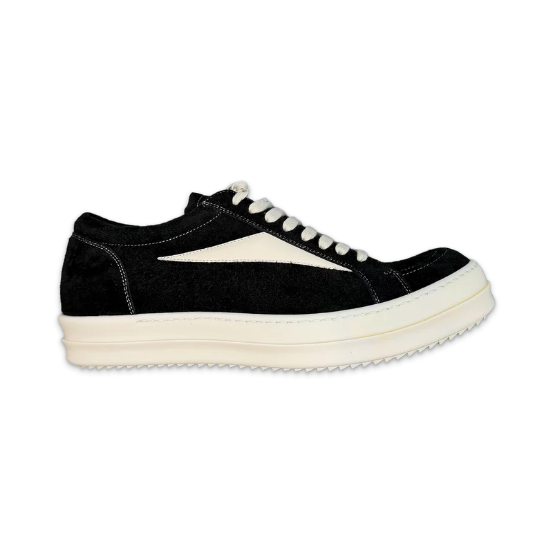 Rick Owens Tower Suede Vintage Sneaks "Black Milk"